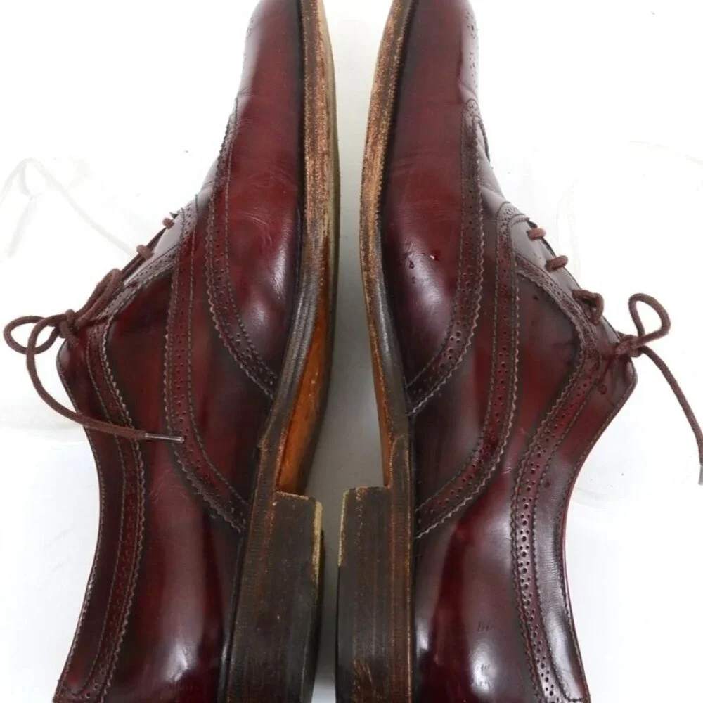 Mario Bruni Mens Size 9W Burgundy Leather Cap-Toe Oxford Loafer FREE SHOE TREES!